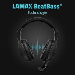 Lamax Heroes Guard1 Headset uzavřená (Over Ear) kabelová stereo černá headset, regulace hlasitosti, Vypnutí zvuku mikrofonu Gaming