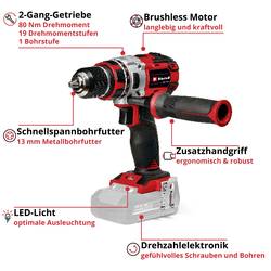 Einhell Professional TP-CD 18/80 Li BL-Solo aku vrtací šroubovák, 18 V, 0 mAh Li-Ion bez nabíječky, bez akumulátoru, 4514300