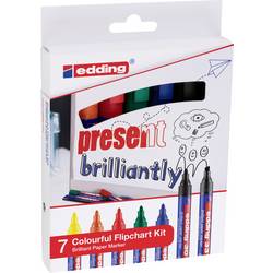 Edding 4-3033-7 popisovač na flipcharty Colourful 1.5 - 3 mm černá, žlutá, oranžová, červená, zelená, modrá 1 sada