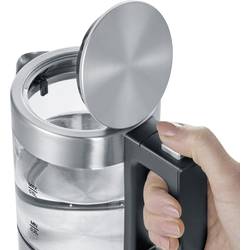 Severin 3472 rychlovarná konvice, bezšňůrová, ochrana proti přehřátí, nerezová ocel kartáčovaná, černá, WK 3472