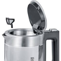 Severin 3472 rychlovarná konvice, bezšňůrová, ochrana proti přehřátí, nerezová ocel kartáčovaná, černá, WK 3472