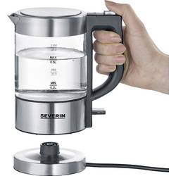 Severin 3472 rychlovarná konvice, bezšňůrová, ochrana proti přehřátí, nerezová ocel kartáčovaná, černá, WK 3472