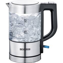 Severin 3472 rychlovarná konvice, bezšňůrová, ochrana proti přehřátí, nerezová ocel kartáčovaná, černá, WK 3472