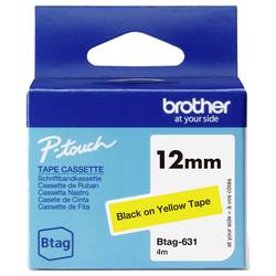 Brother Btag-631 páska do štítkovače Barva pásky: žlutá Barva písma: černá 12 mm 4 m
