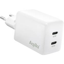 Aqiila W2 USB nabíječka, 2x USB-C®, 45 W, Dodávka energie, bílá