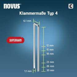 Novus Tools 042-0802 sponky s úzkým hřbetem Typ 4 1000 ks Rozměry (d x š) 18 mm x 6.1 mm