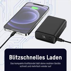 Ansmann 20000 mAh PB222PD sw powerbanka 20 Ah Power Delivery 3.0, Quick Charge 2.0 Li-Pol černá S regulátorem nabíjení, Možnost současného nabíjení a vybíjení,