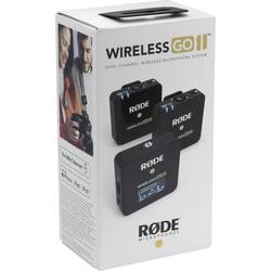 RODE Microphones Wireless GO II nasazovací řečnický mikrofon Druh přenosu:USB vč. tašky, vč. ochrany proti větru, vč. kabelu Mikrofon TRS (konektor jack 3,5 mm