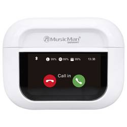 Music Man BT-X72 Headset do uší (In Ear) Bluetooth® stereo bílá Potlačení hluku Indikátor nabití, headset, Nabíjecí pouzdro, regulace hlasitosti, dotykové