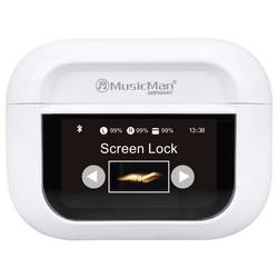 Music Man BT-X72 Headset do uší (In Ear) Bluetooth® stereo bílá Potlačení hluku Indikátor nabití, headset, Nabíjecí pouzdro, regulace hlasitosti, dotykové