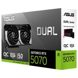 Asus grafická karta Nvidia GeForce RTX 5070 GeForce RTX 5070 12 GB GDDR7 RAM PCIe x16 HDMI™, DisplayPort přetaktovaná, Režim nulového ventilátoru , NVIDIA