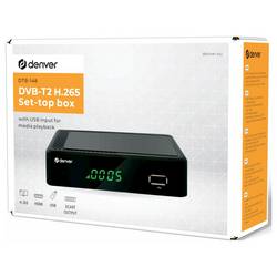 Denver DTB-148 DVB-T2 přijímač s funkcí nahrávání, německý standard DVB T2, ethernetová přípojka, přední USB slot, podpora LAN