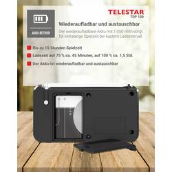 Telestar TELESTAR TOP 100 Schwarz 5700100 Akumulátorové rádio, DAB+, FM, Bluetooth, USB, s USB nabíječkou, s akumulátorem, funkce alarmu, černá