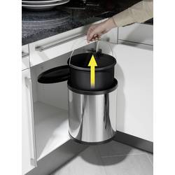 Hailo Compact-Box M 3555-101 odpadkový koš, 15 l, nerezová ocel, (Ø x v) 285 mm x 355 mm, stříbrná, černá, 1 ks