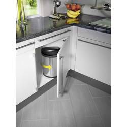 Hailo Compact-Box M 3555-101 odpadkový koš, 15 l, nerezová ocel, (Ø x v) 285 mm x 355 mm, stříbrná, černá, 1 ks