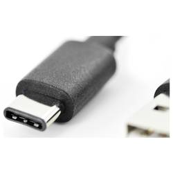 Digitus USB kabel USB 2.0 USB-C ® zástrčka, USB-A zástrčka 1.00 m černá flexibilní provedení AK-300154-010-S