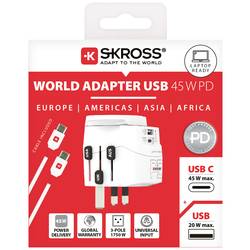 Skross 1.302474 cestovní adaptér Pro Light USB AC45PD World