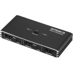 SpeaKa Professional HDMI 2.0 Slim KVM 2X1 USB2.0 +IR, Black HDMI přepínač HDMI 3840 x 2160 Pixel