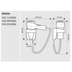 Valera Action Super Plus 1600 542.06/038A AB nástěnný sušák na vlasy matná černá