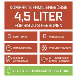 GourmetMaxx GOURMETmaxx Heißluft-Fritteuse Digital 4,5l 1500W horkovzdušná fritéza, 4.5 l, 1 500 W, s displejem, funkce časovače, černá