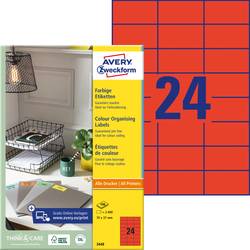 Avery-Zweckform 3448 etikety 70 x 37 mm papír červená 2400 ks trvalé univerzální etikety 100 listů A4