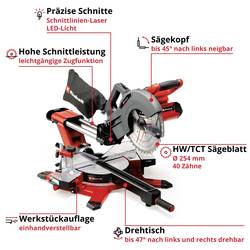 Einhell TE-SM 36/10 L Li-Solo Power X-Change pokosová a tahová pila, lze odejmout , bez akumulátoru, bez nabíječky, průměr listu 254 mm, uchycení 30 mm, 0 W