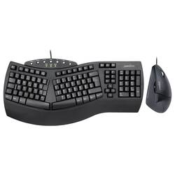 Perixx PERIDUO-512 DE B kabelový sada klávesnice a myše ergonomická německá, QWERTZ černá