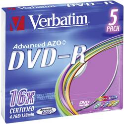 Verbatim 43557 DVD-R 4.7 GB 5 ks Slimcase barevný