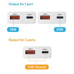 VOLTCRAFT UC-1C1A25W01 USB nabíječka 25 W 1x USB A , 1x USB-C® Rychlé nabíjení, Power Delivery 3.0 bílá GaN