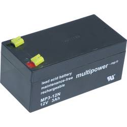 multipower MP3-12N 137266 olověný akumulátor 12 V 3 Ah olověný se skelným rounem (š x v x h) 66 x 67 x 134 mm plochý konektor 4,8 mm bezúdržbové, nepatrné