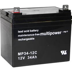 multipower MPC34-12 117754 olověný akumulátor 12 V 34 Ah olověný se skelným rounem (š x v x h) 196 x 180 x 130 mm šroubované M6 odolné proti více cyklům,