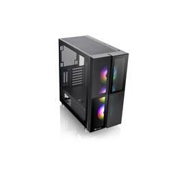 Thermaltake CA-1W1-00M1WN-01 midi tower PC skříň černá 3 předinstalované LED ventilátory, kompatibilní s LCS, boční okno, vhodné pro vodní chlazení DIY, vhodné