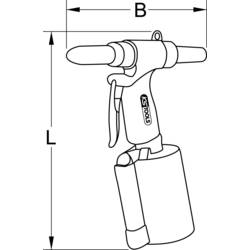 KS Tools 515.3102 Pneumatická nýtovací pistole na slepé nýty, 2,4-3,2-4-4,8 mm