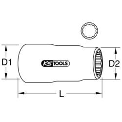 KS Tools 1173845 117.3845 12-hranný Nástrčný klíč izolovaná 20 mm 20 mm 3/8