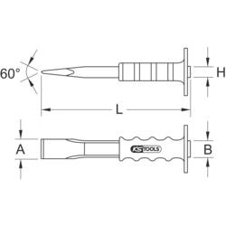 KS Tools Zednický sekáč s ochrannou rukojetí, plochý oválný, 27 x 250 mm 162.0202