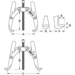 KS Tools 6203604 Stahovák Upínací rozsah 50 - 300 mm Počet háčků 2