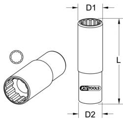 KS Tools 150.2311 Nástrčná hlavice na trysky 1/2, SW22mm