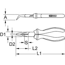 KS Tools 1171120 ploché jehlové kleště nástrojová ocel 165 mm