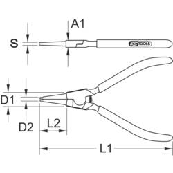 KS Tools 1192051 kleště na pojistné kroužky Vhodné pro (kleště na pojistné kroužky) vnější kroužky 10-25 mm Tvar hrotu rovný