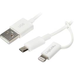LogiLink USB kabel USB 2.0 USB-A zástrčka, USB Micro-B zástrčka, Apple Lightning konektor 1.00 m bílá CU0118