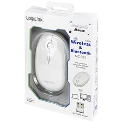 LogiLink ID0205 optická myš, přenos Bluetooth®, bezdrátový, 1600 dpi, bílá