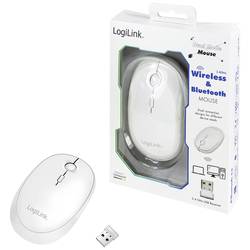 LogiLink ID0205 optická myš, přenos Bluetooth®, bezdrátový, 1600 dpi, bílá