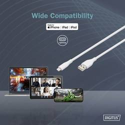 Digitus Nabíjecí kabel USB USB 2.0 USB-A zástrčka, Apple Lightning konektor 2.00 m bílá flexibilní provedení, flexibilní provedení, s USB, silikonový,