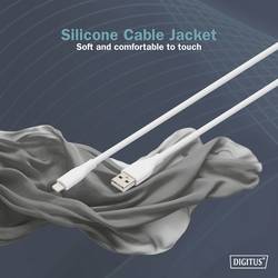 Digitus Nabíjecí kabel USB USB 2.0 USB-A zástrčka, Apple Lightning konektor 2.00 m bílá flexibilní provedení, flexibilní provedení, s USB, silikonový,
