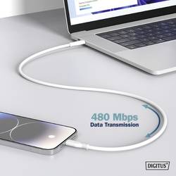 Digitus Nabíjecí kabel USB USB 2.0 USB-A zástrčka, Apple Lightning konektor 2.00 m bílá flexibilní provedení, flexibilní provedení, s USB, silikonový,