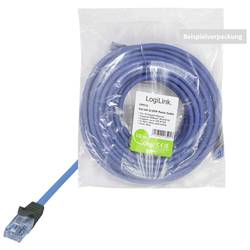LogiLink CPP001 RJ45 síťové kabely, propojovací kabely CAT 6A U/UTP 1 m modrá samozhášecí, bez halogenů, S průchodkou chránící proti zlomení, s ochranou,