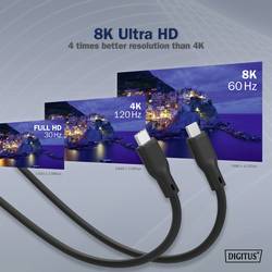 Digitus Kabel USB-C USB 4.0 USB-C ® zástrčka 0.50 m černá (matná) Vynikající odolnost proti stárnutí, flexibilní provedení, flexibilní vnitřní vodič, Dobrá