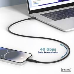 Digitus Kabel USB-C USB 4.0 USB-C ® zástrčka 0.50 m černá (matná) Vynikající odolnost proti stárnutí, flexibilní provedení, flexibilní vnitřní vodič, Dobrá