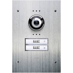 kabelový domovní video telefon m-e modern-electronics, VDV 920, pro 2 rodiny, nerezová ocel, venkovní jednotka