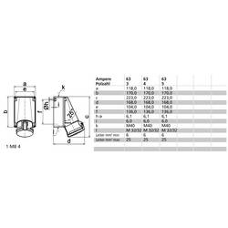 Bals Elektrotechnik 1124 1124 CEE zásuvka na stěnu, 63.0 A, 5pólová, 400 V, 1 ks